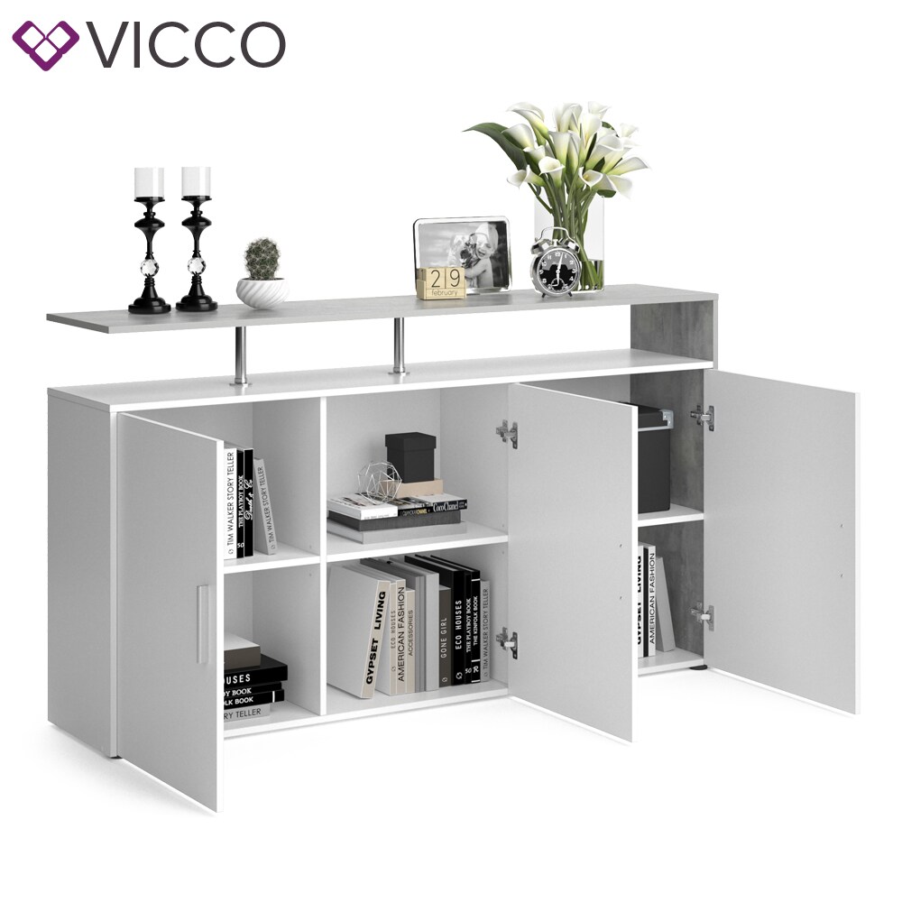 VICCO Sideboard AMATO Kommode Schrank Weiß Beton Fernsehschrank TV