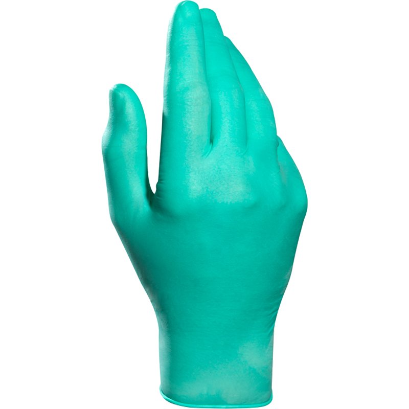 Gants jetables de protection chimique Mapa Solo Plus 995, latex non poudré, vert - Boîte de 100 gants