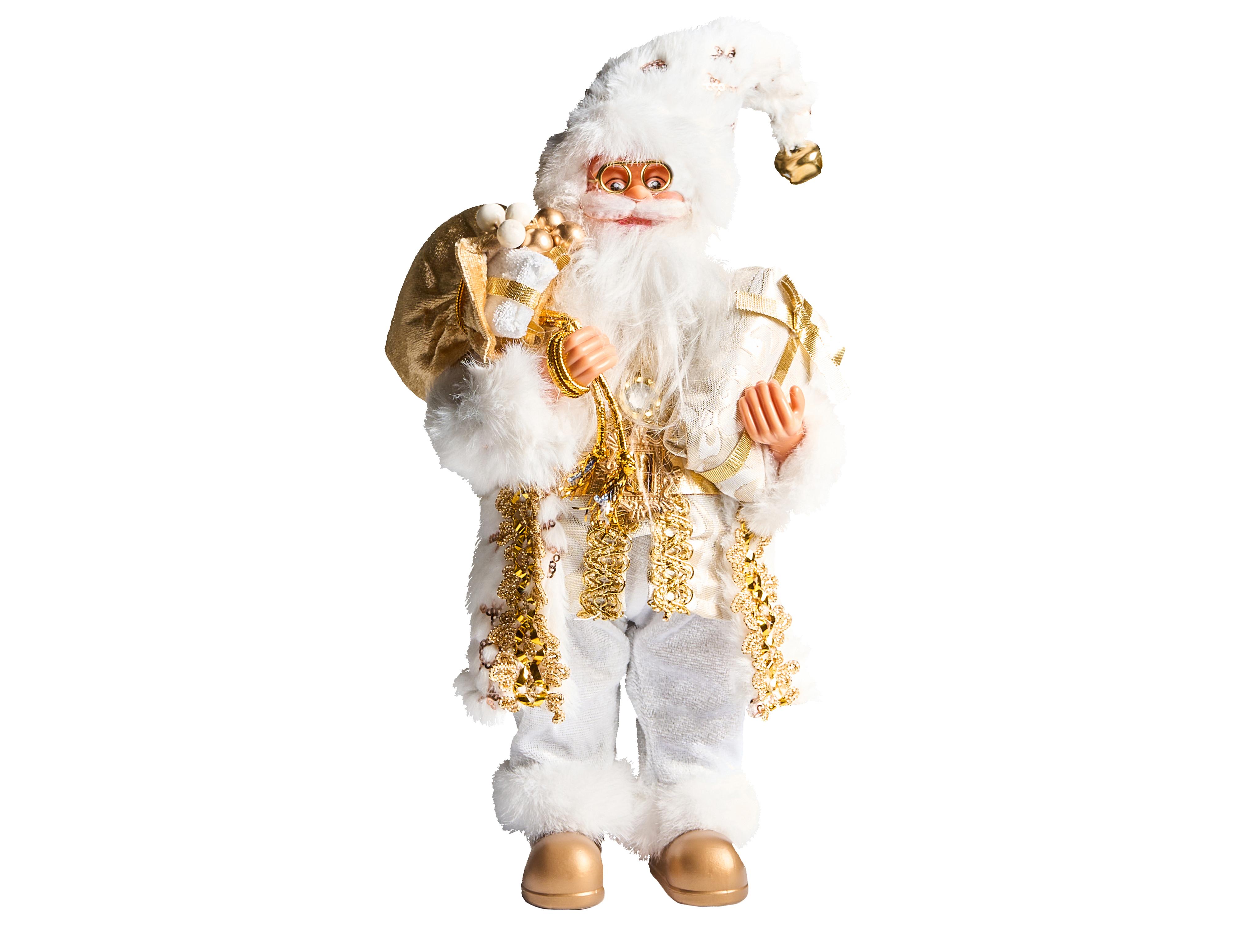 Kerstdecoratie STRAUMSFJORDEN Kerstman 40 cm Wit/goud