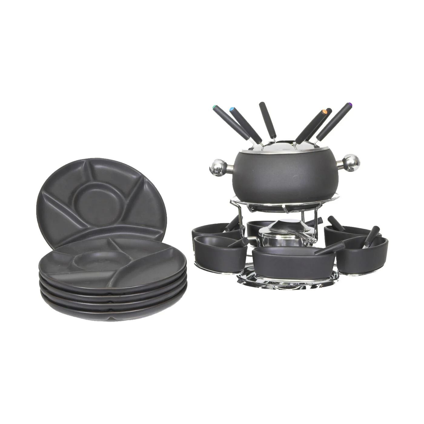 (27-tlg. Set) Ø14cm Fondue Chinoise Starter Kit für Fleisch   Gemüse inkl. Teller (308058) - Tina