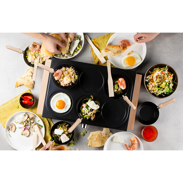 Appareil 2 en 1 mini-woks et mini-crêpes électrique 6 personnes 1000 W