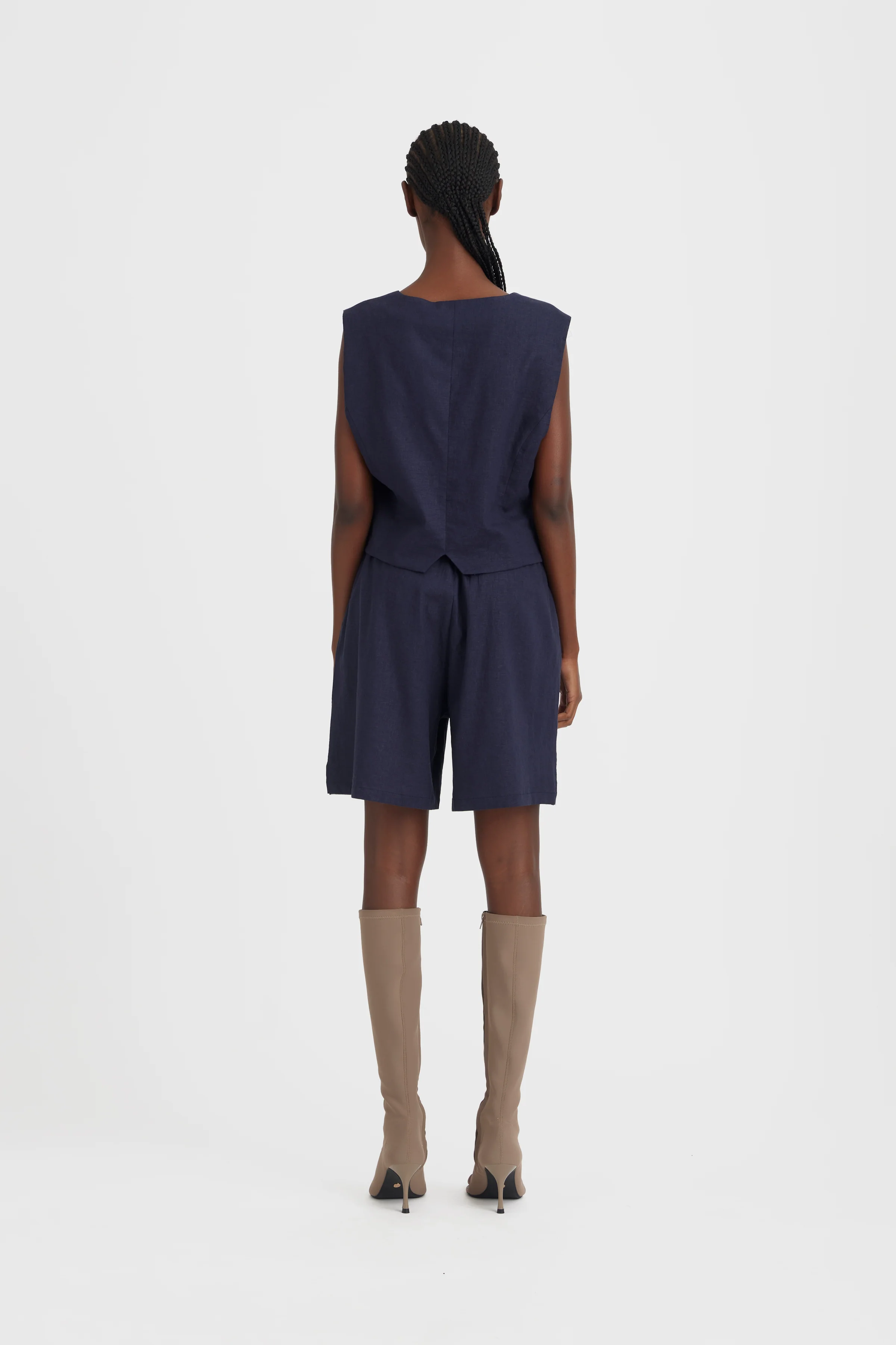 GESTUZ  Liza linen vest - Seaborne