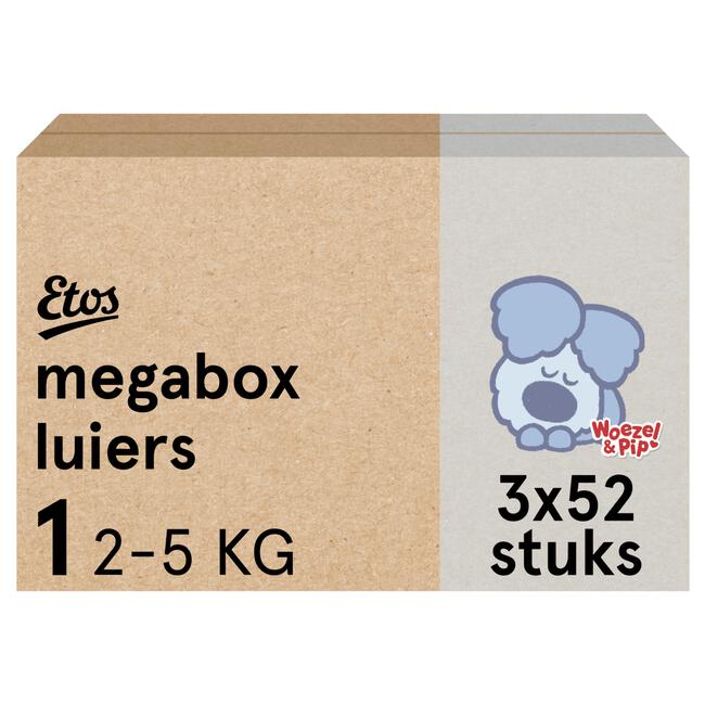 Etos Woezel & Pip Luiers Newborn Megabox Maat 1 2-5 kg 156 stuks