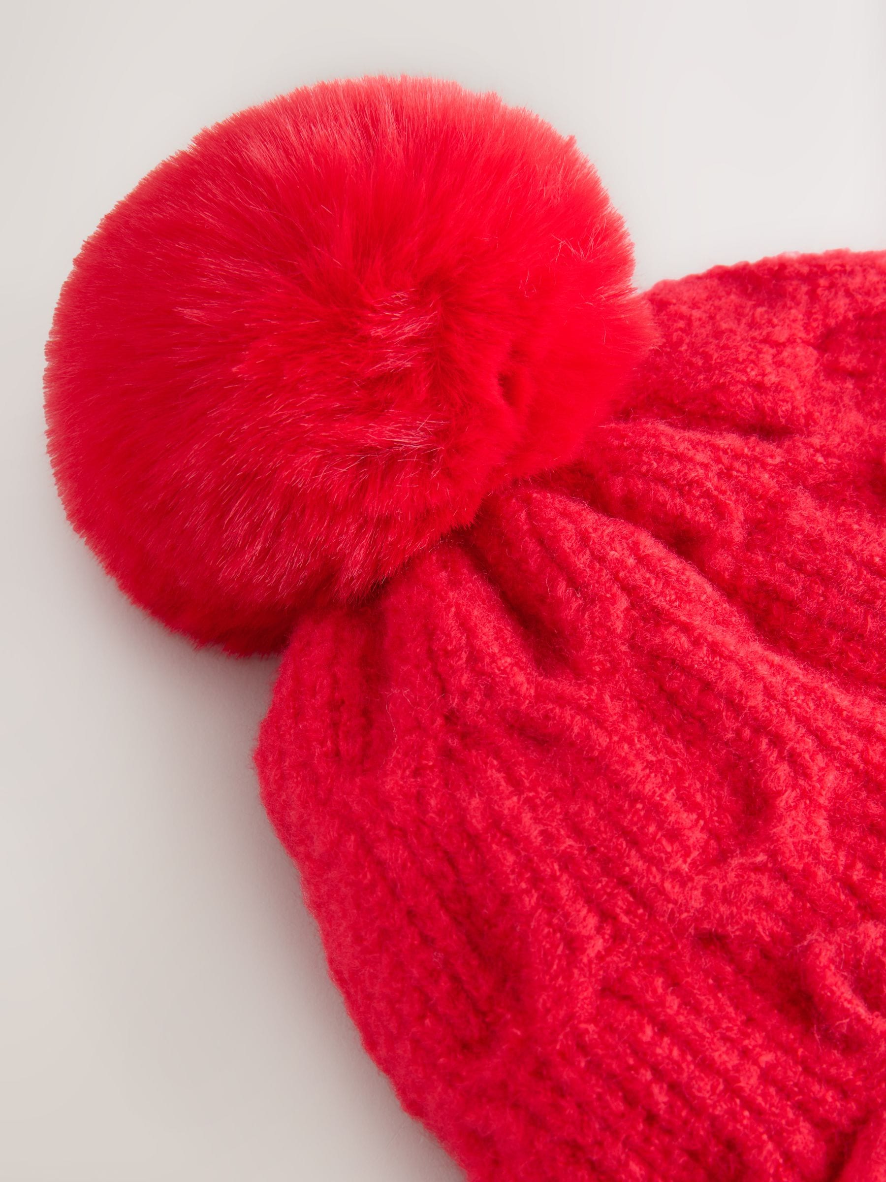 Rood - Beanie-muts met strik (1-16jr)
