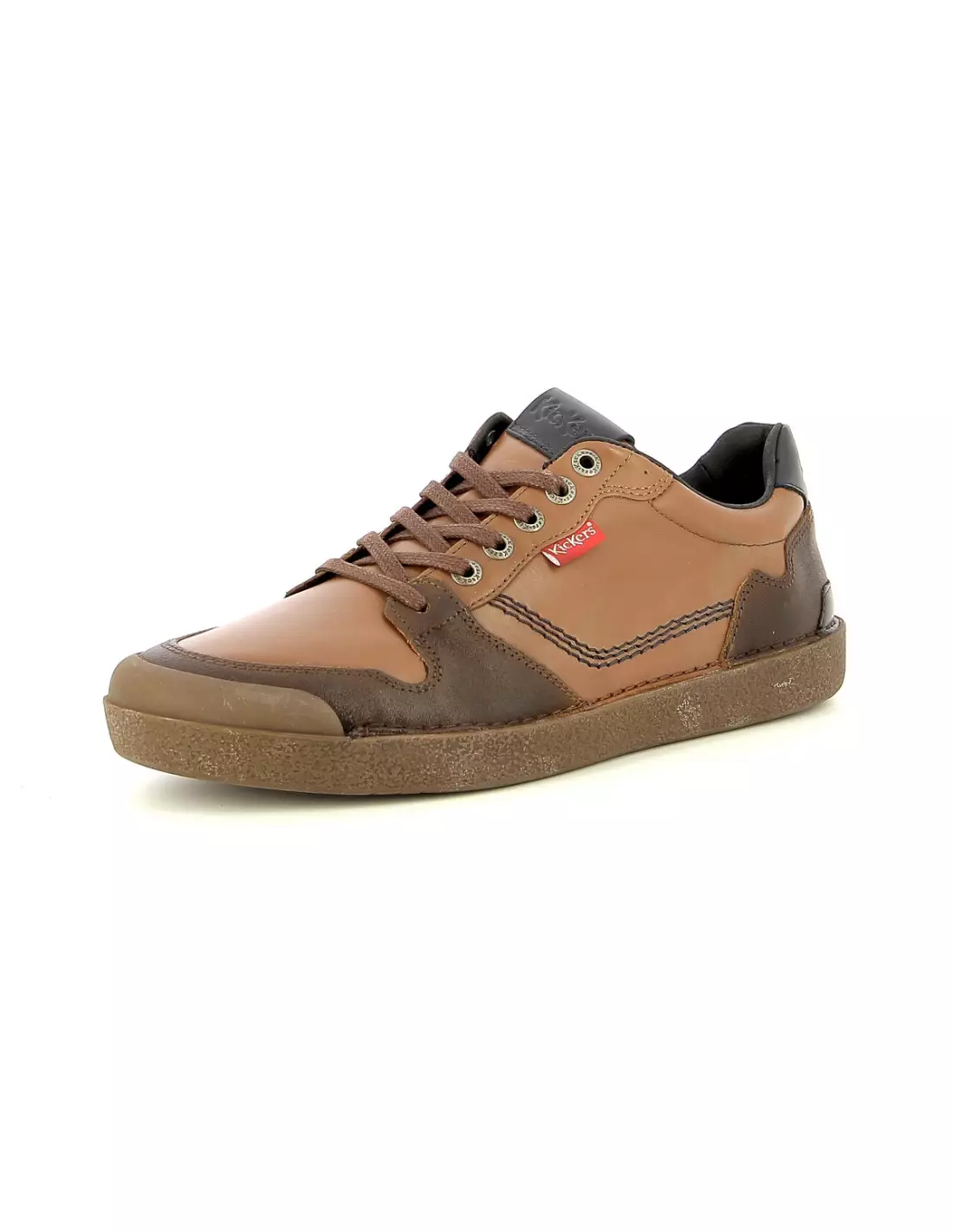 KICKERS TRIGOLO - Baskets Camelcognacmarine