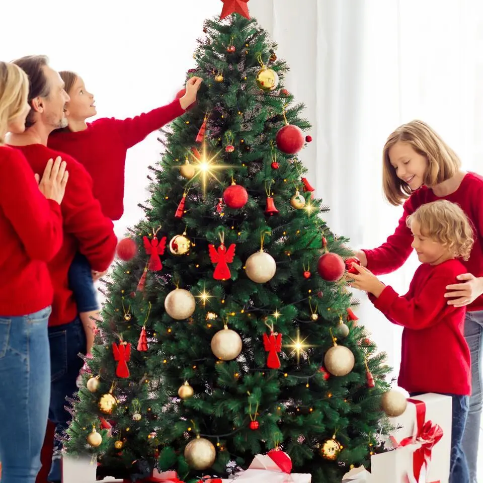 tectake Kunstkerstboom met spuitgegoten metalen standaard, Groen