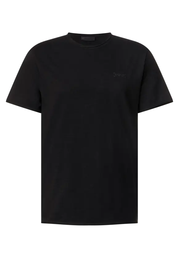 Slub T mit offenen Kanten - Black