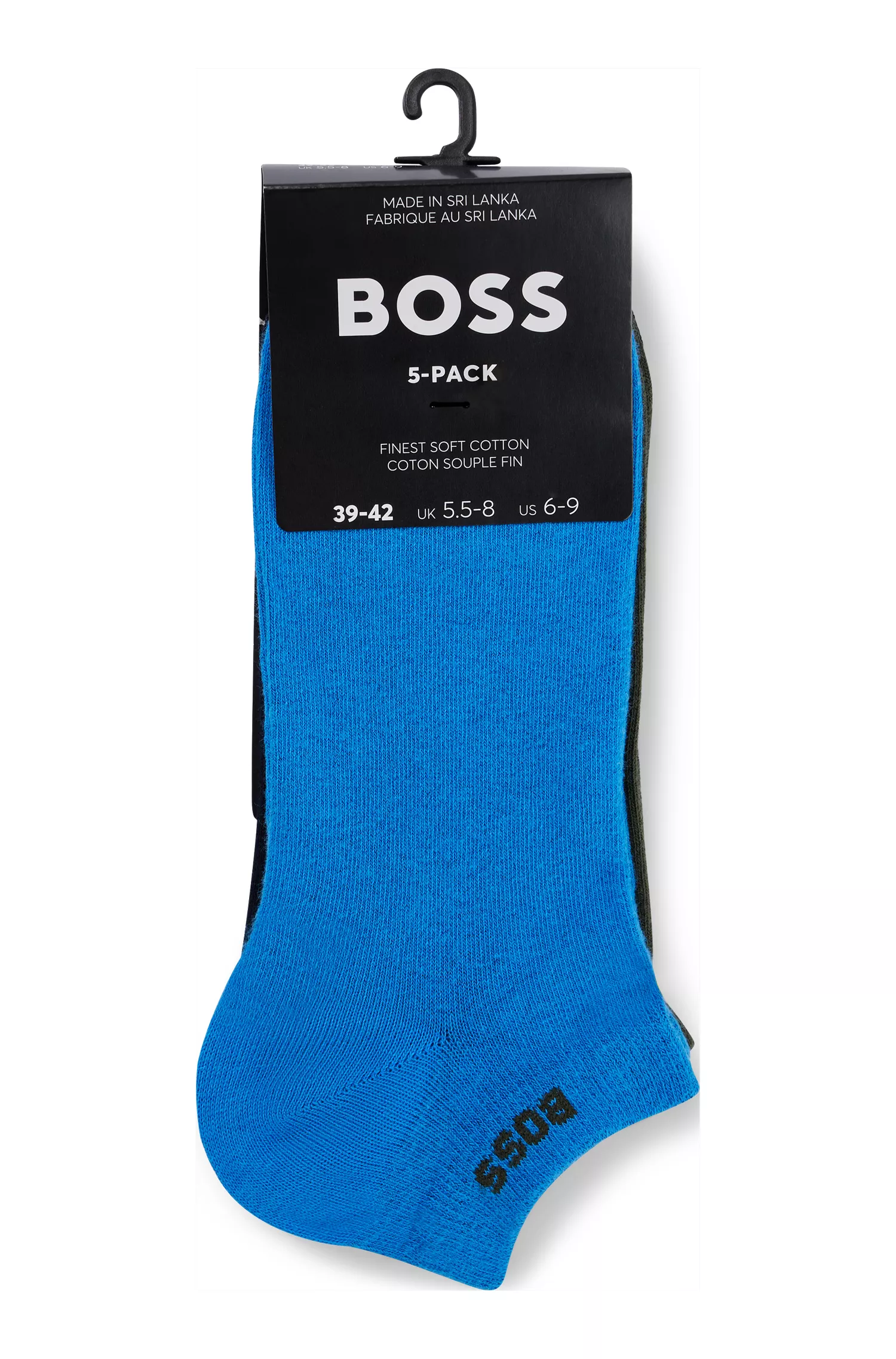 BOSS Black - Pacote com cinco pares de meias curtas em mistura de algodão.