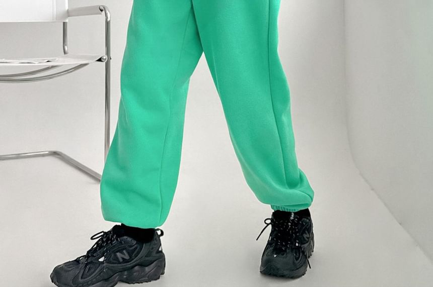 Chubby Girl - Effen fleecegevoerde joggingbroek met trekkoord in de taille