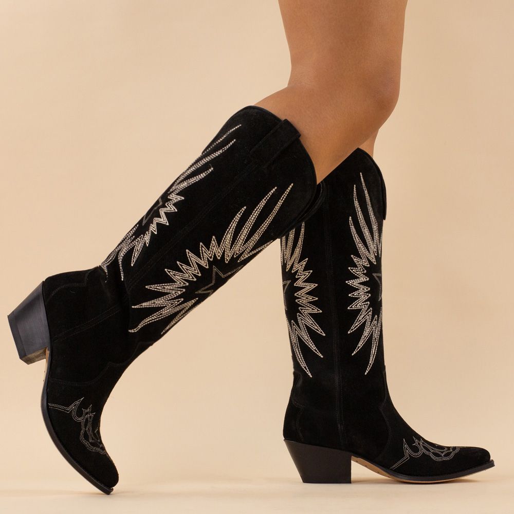 Sendra hoge cowboyboots 18480 Suede Negro