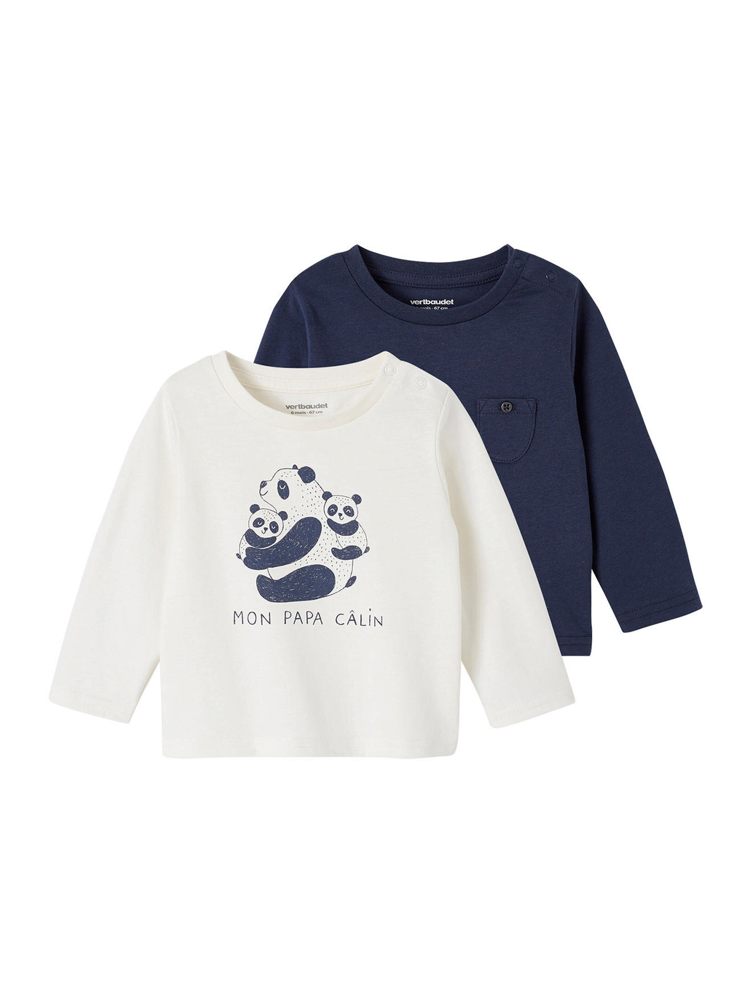 Vertbaudet 2er-Pack Baby Shirts BASICS wollweiß