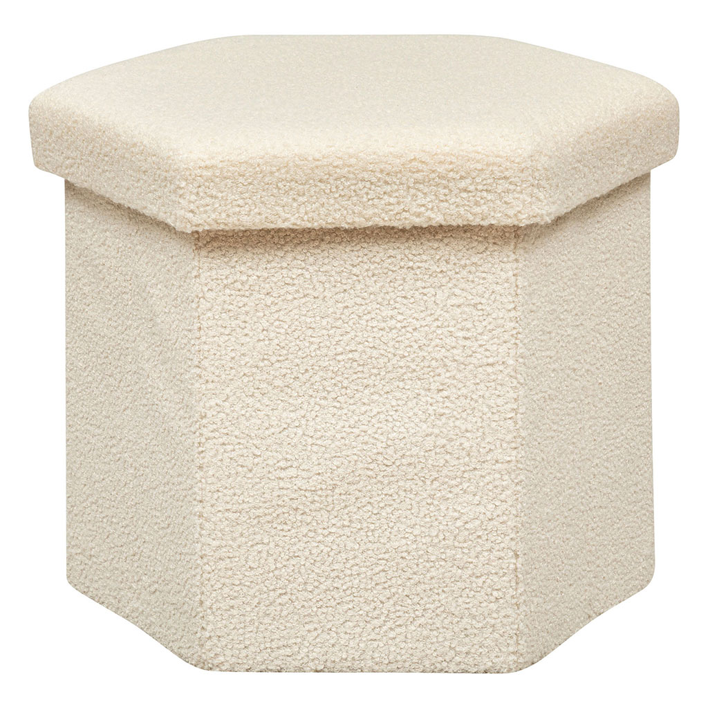 Pouf bouclette JAIKO ivoire 46x40x38cm