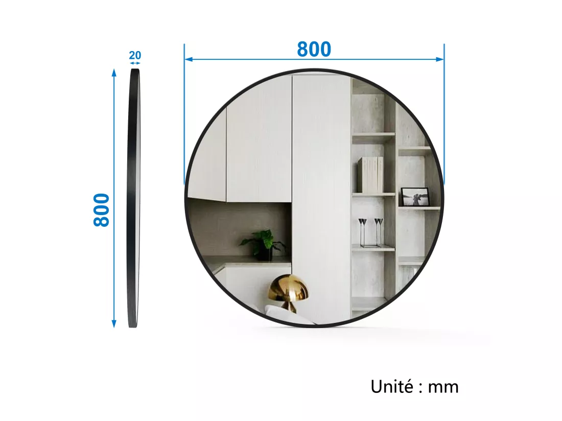 Meuble salle de bain simple vasque 100cm Anthracite meuble acve rond miroir - Aica
