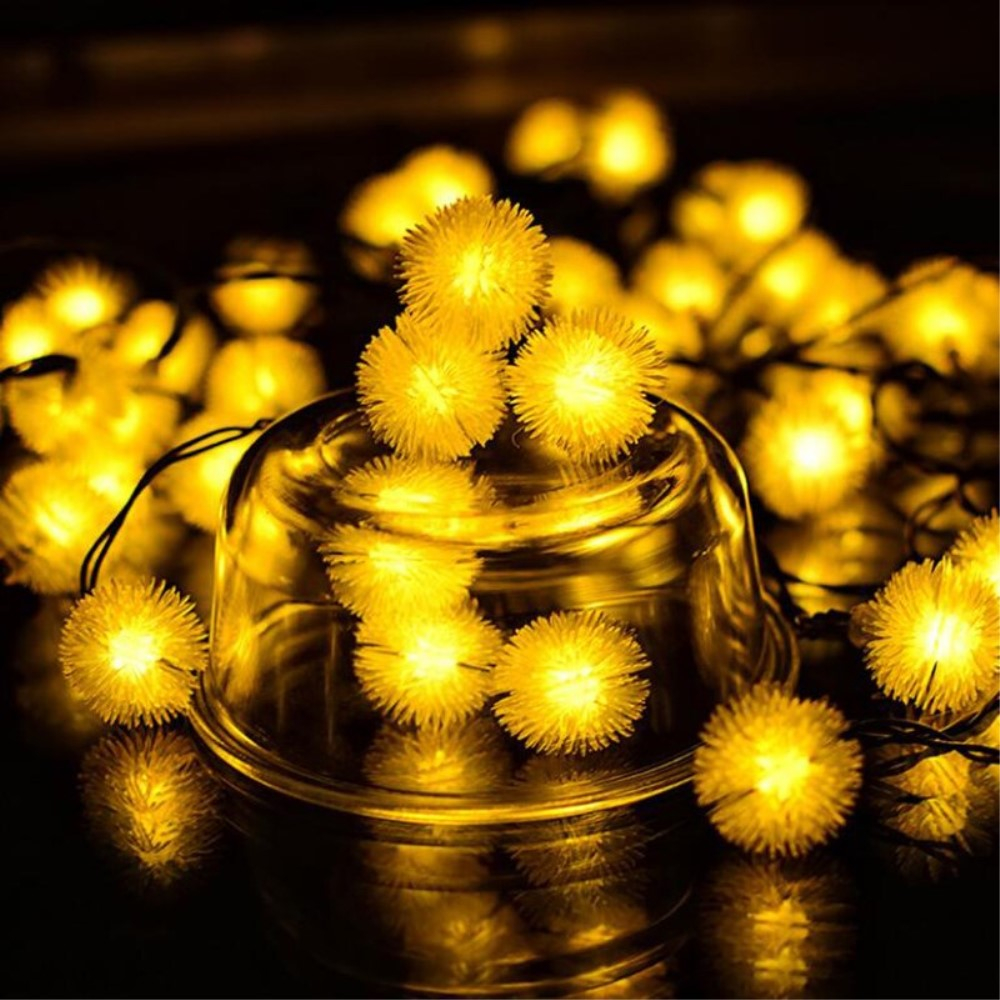 (4.5m) 20 LED's Deko Solar Lichterkette Pusteblumen Outdoor Beleuchtung IP65 - Warmweiss