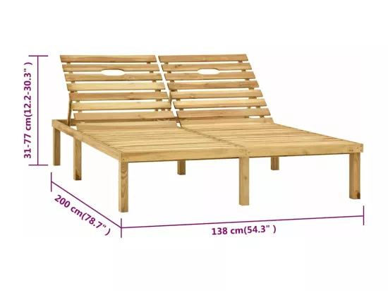Chaise longue double Bois de pin imprégné de vert