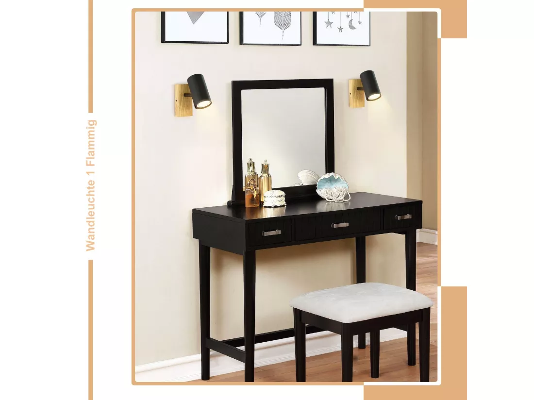 NETTLIFE Plafonnier 1 flamme Bois - Noir Plafonnier couloir Métal Rétro GU10 350°Plot de plafond pivotant Max.40W