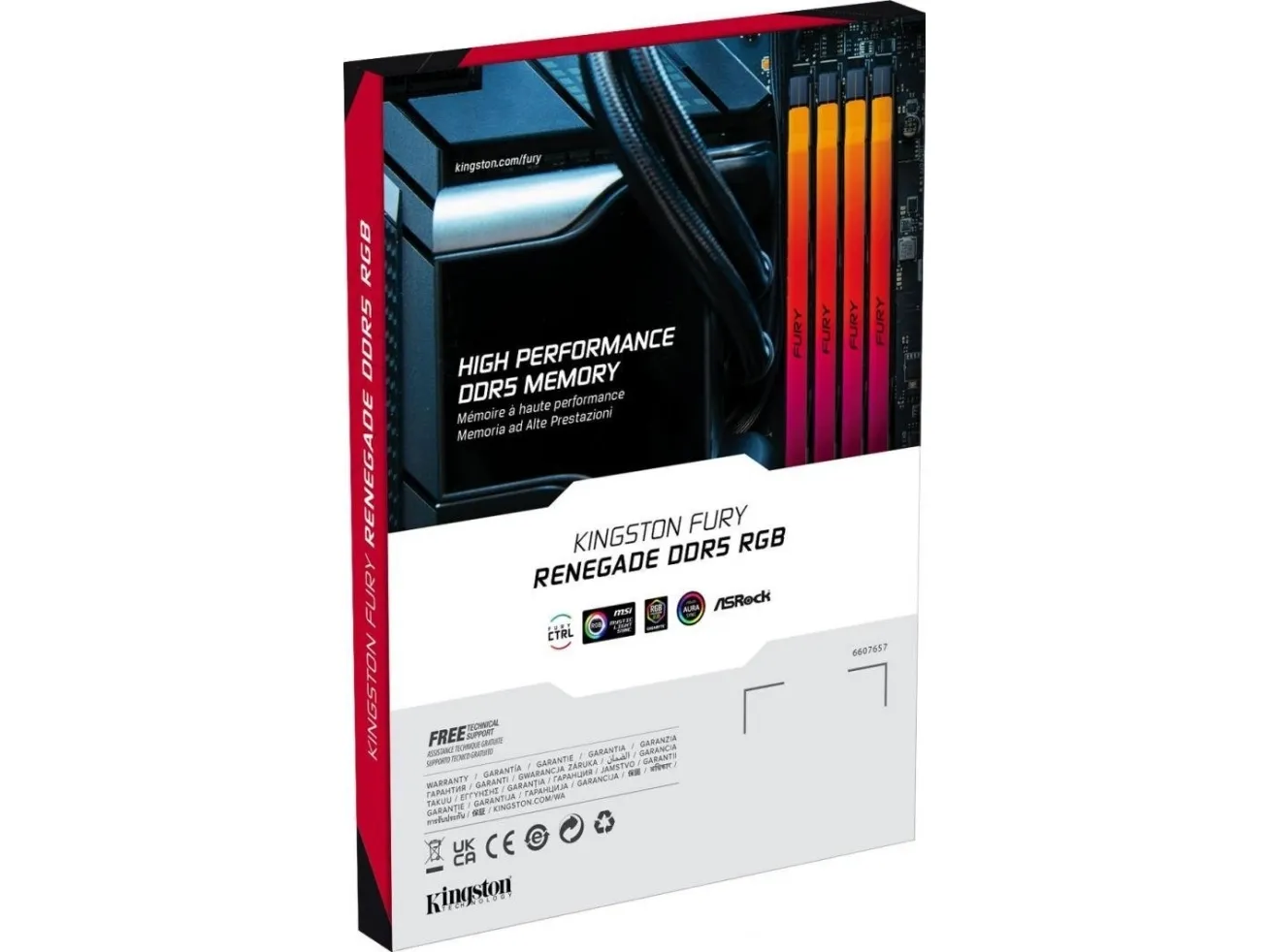 Kingston FURY Renegade RGB - DDR5 - sæt - 64 GB: 2 x 32 GB - DIMM 288-PIN - 6000 MT/s / PC5-48000 - CL32 - 1.35 V - ikke bufferet - on-die ECC - sort, sølv