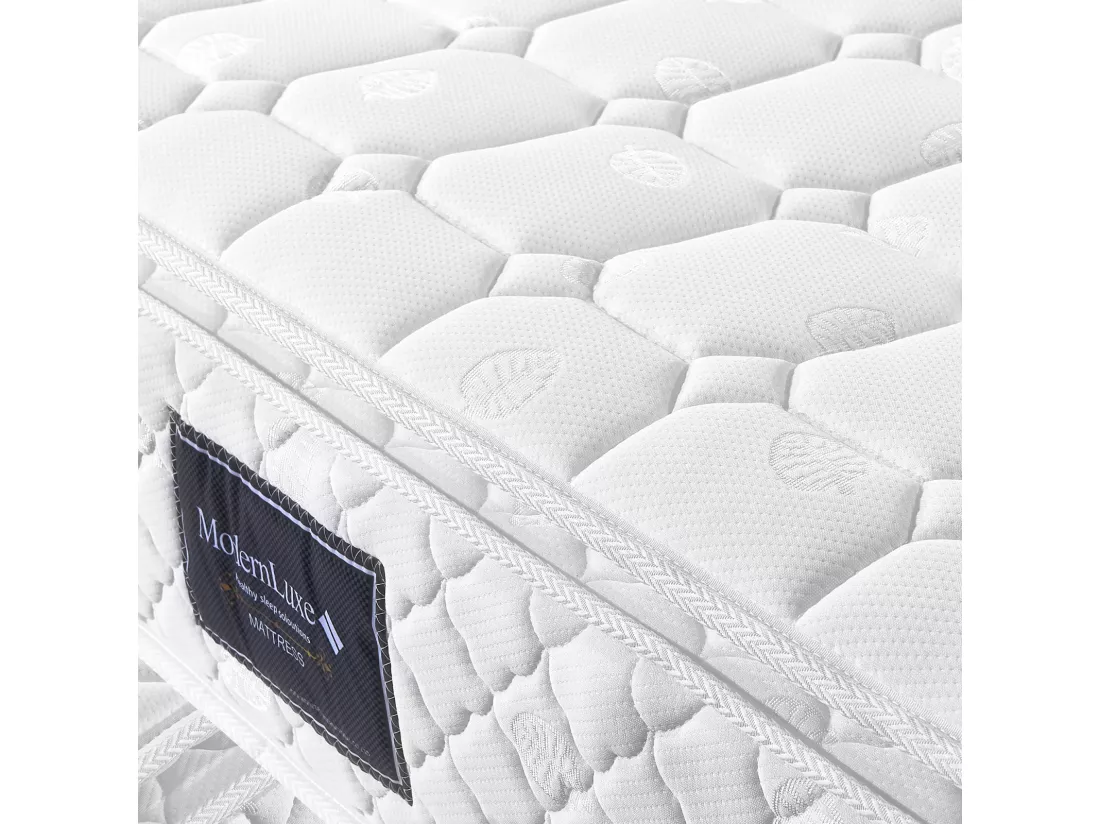 Matelas à ressorts 140x200 cm, matelas mousse froide 7 zones, ressorts ensachés, 100% certifié Oeko-Tex, matelas matelassé en microfibre, fermeté H3, hauteur 25 cm