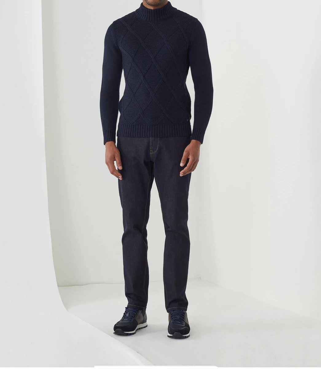 Pull col montant laine marine 