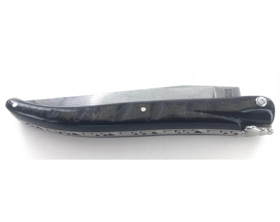 Laguiole 12 cm Plein Manche Damas Japonais Croûte de Buffle Couteau de poche par Laguiole en Aubrac