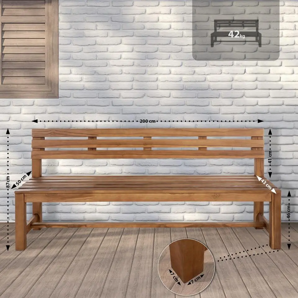 CLP Teakbank Augusta 200 cm