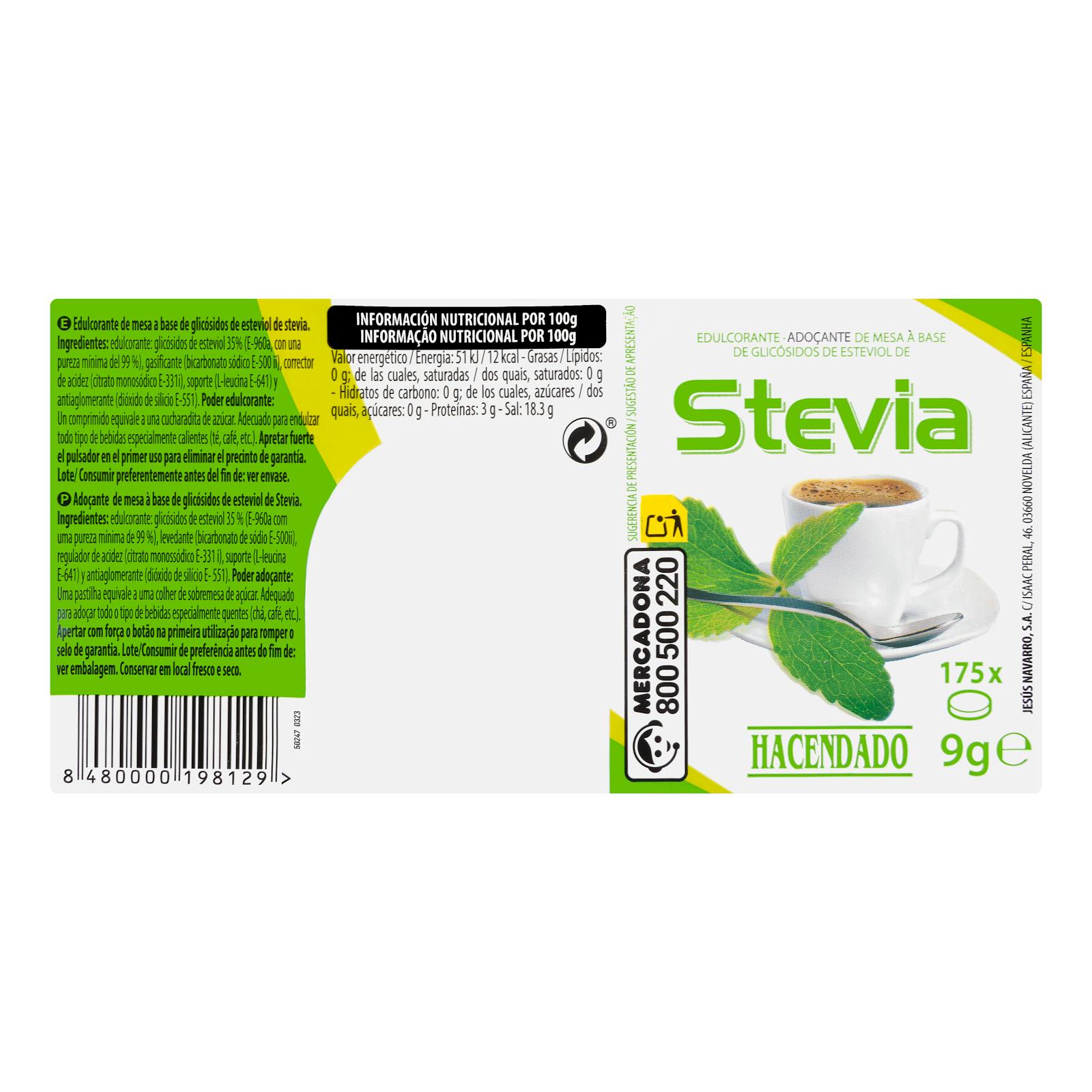 Édulcorant Hacendado Stevia en comprimés