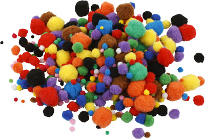 Pomponer - Ø 5-40 MM - Assorterede Farver - 42 G