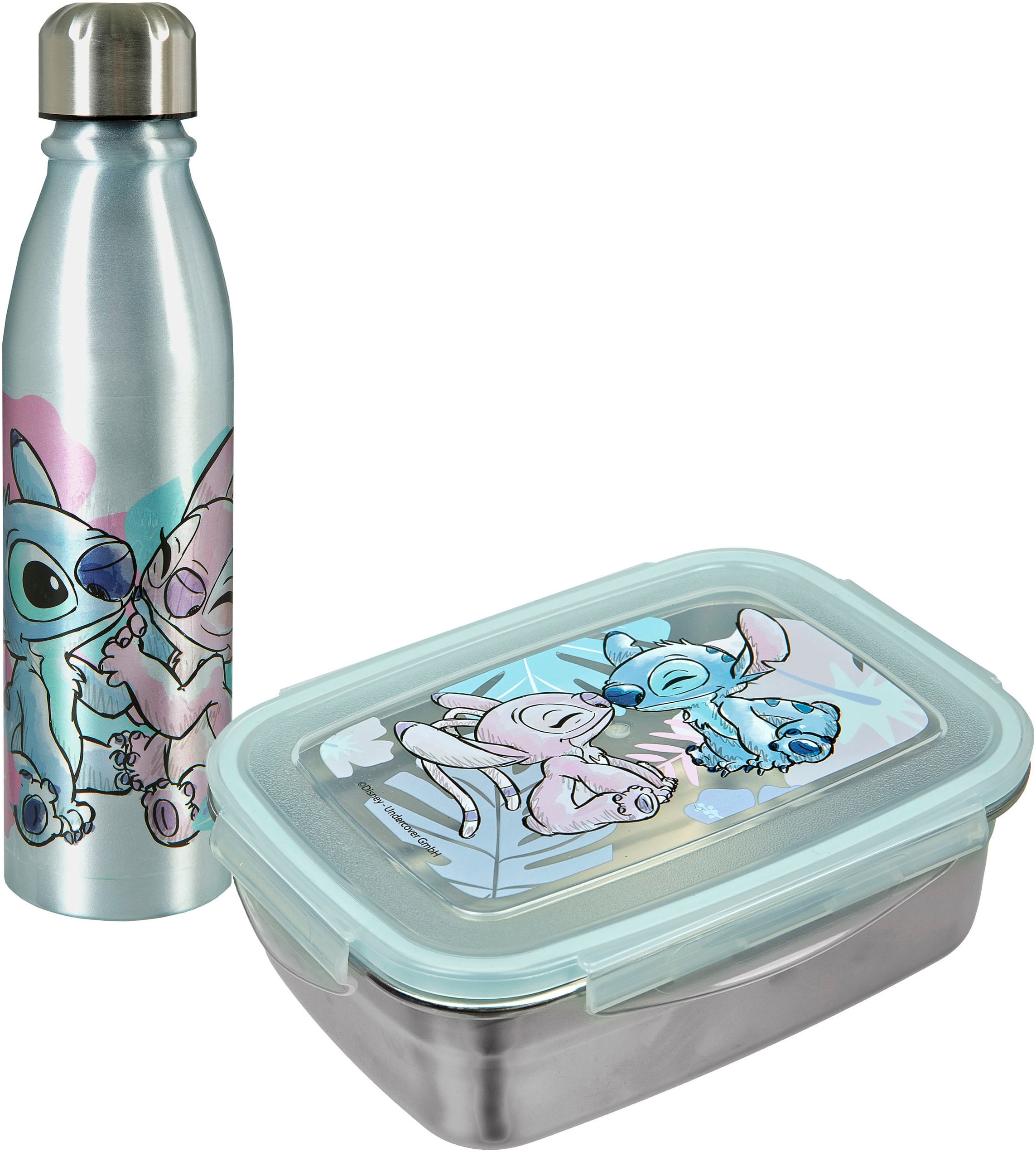 UNDERCOVER Lunchbox »Brotdose & Trinkflasche, Stitch« Set, 2 tlg. mit Trinkflasche