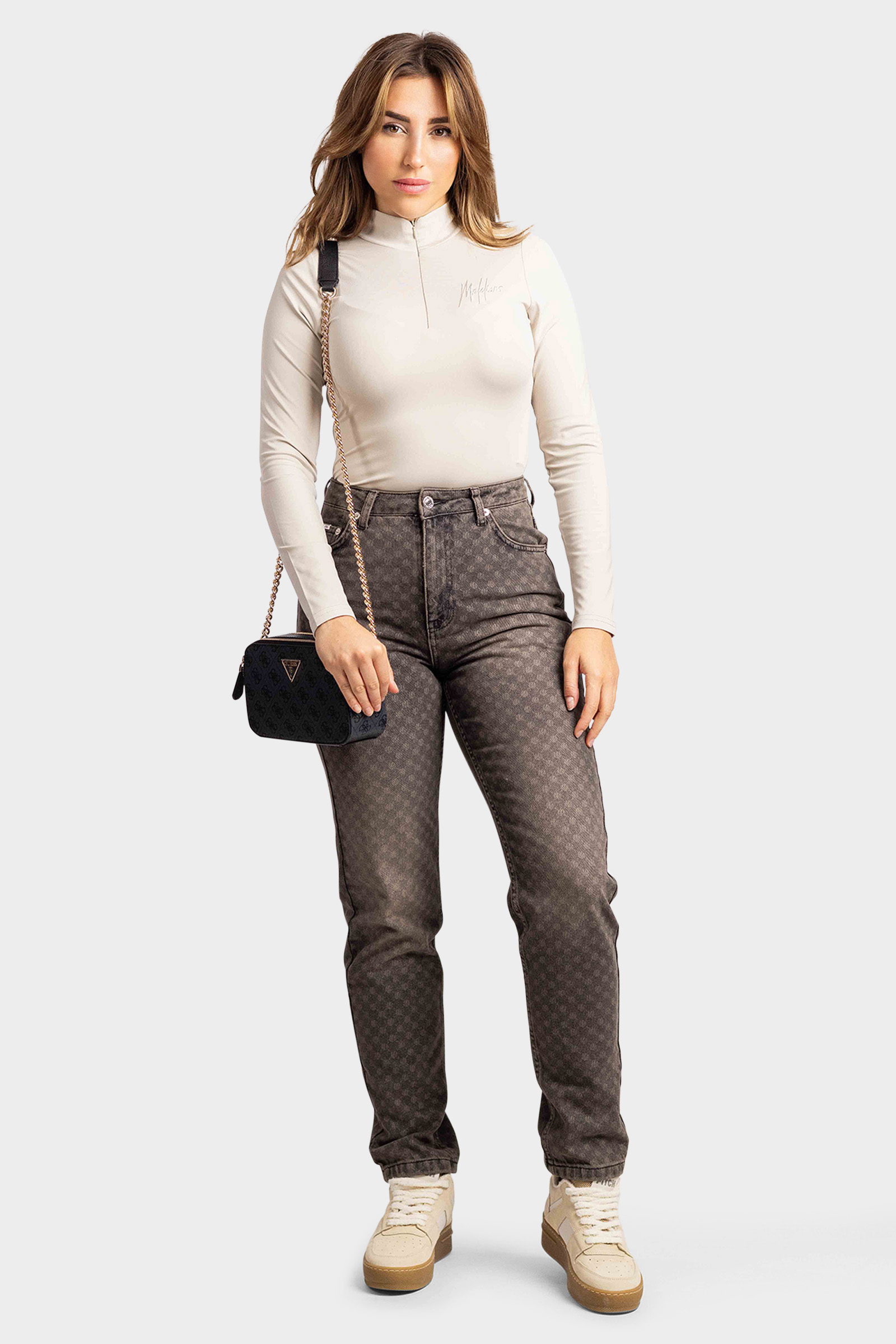 Malelions Monogram Jeans Dames Grijs