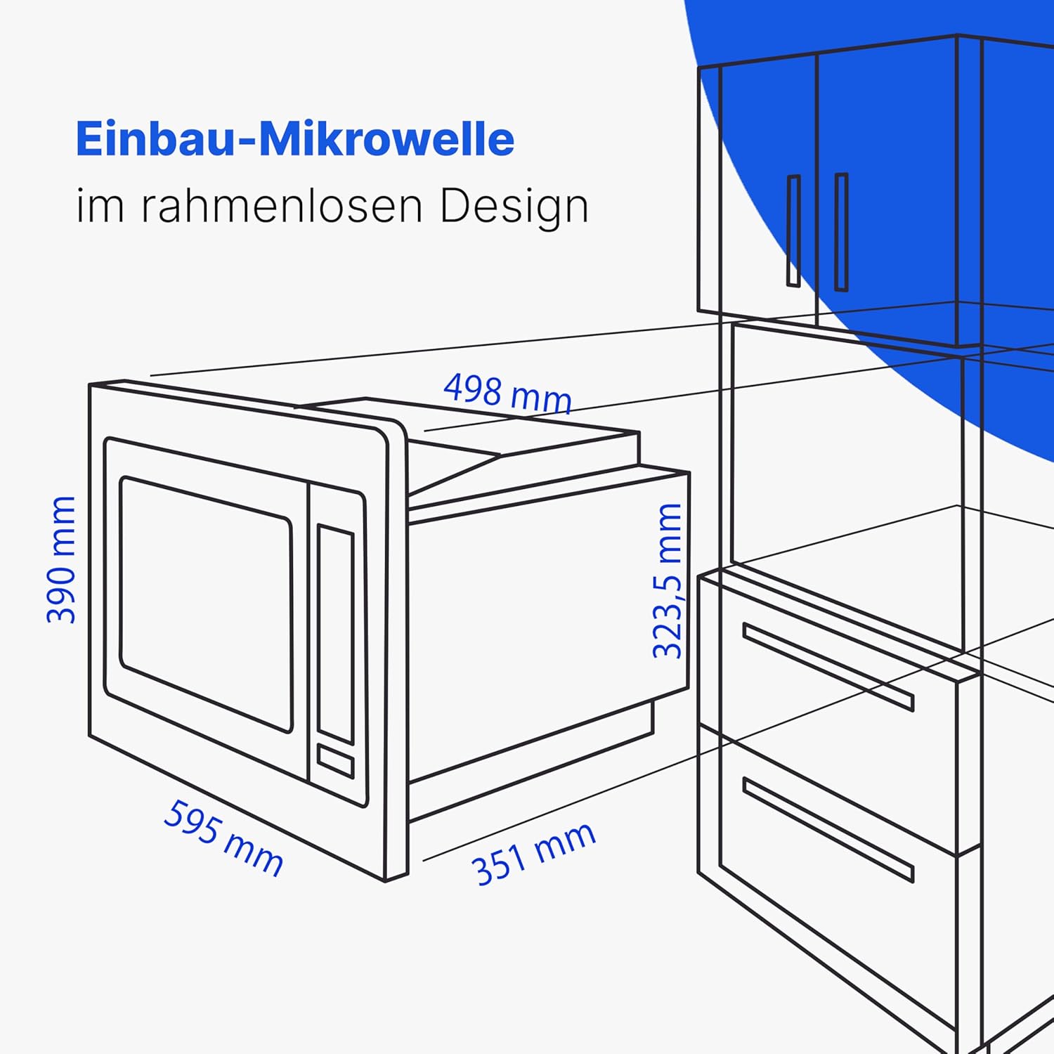 Bomann® Einbaumikrowelle mit Grill und Heißluft | 60cm | 900W Mikrowelle | 1300W Grill | 2300W Heißluft | inkl. Grillrost und Drehteller | 25L Einbau Mikrowellengerät | MWG 3001 H EB inox