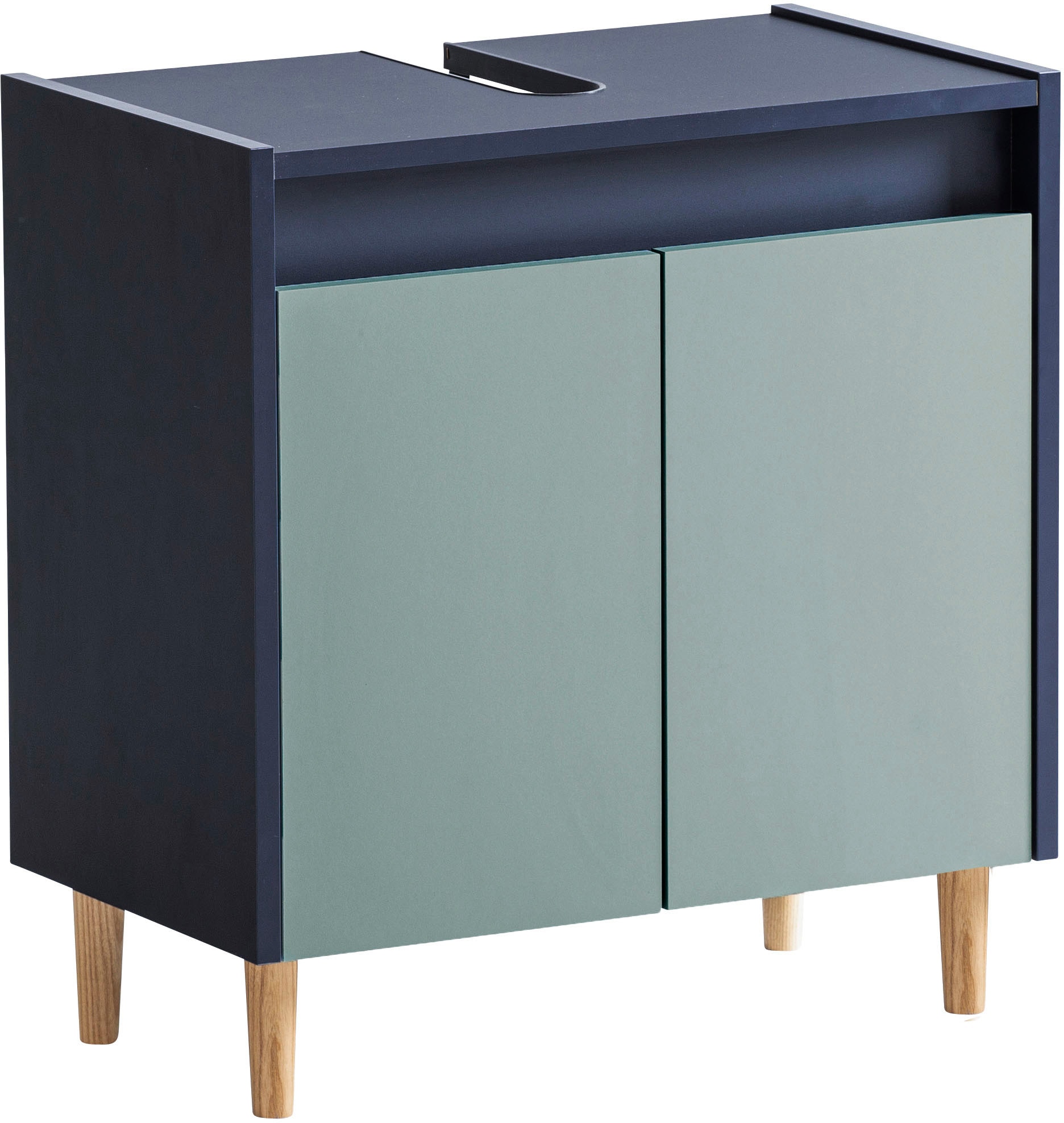 welltime Waschbeckenunterschrank »Lovis, Breite 56 cm« Metallbeschläge, Möbelfüsse aus Massivholz