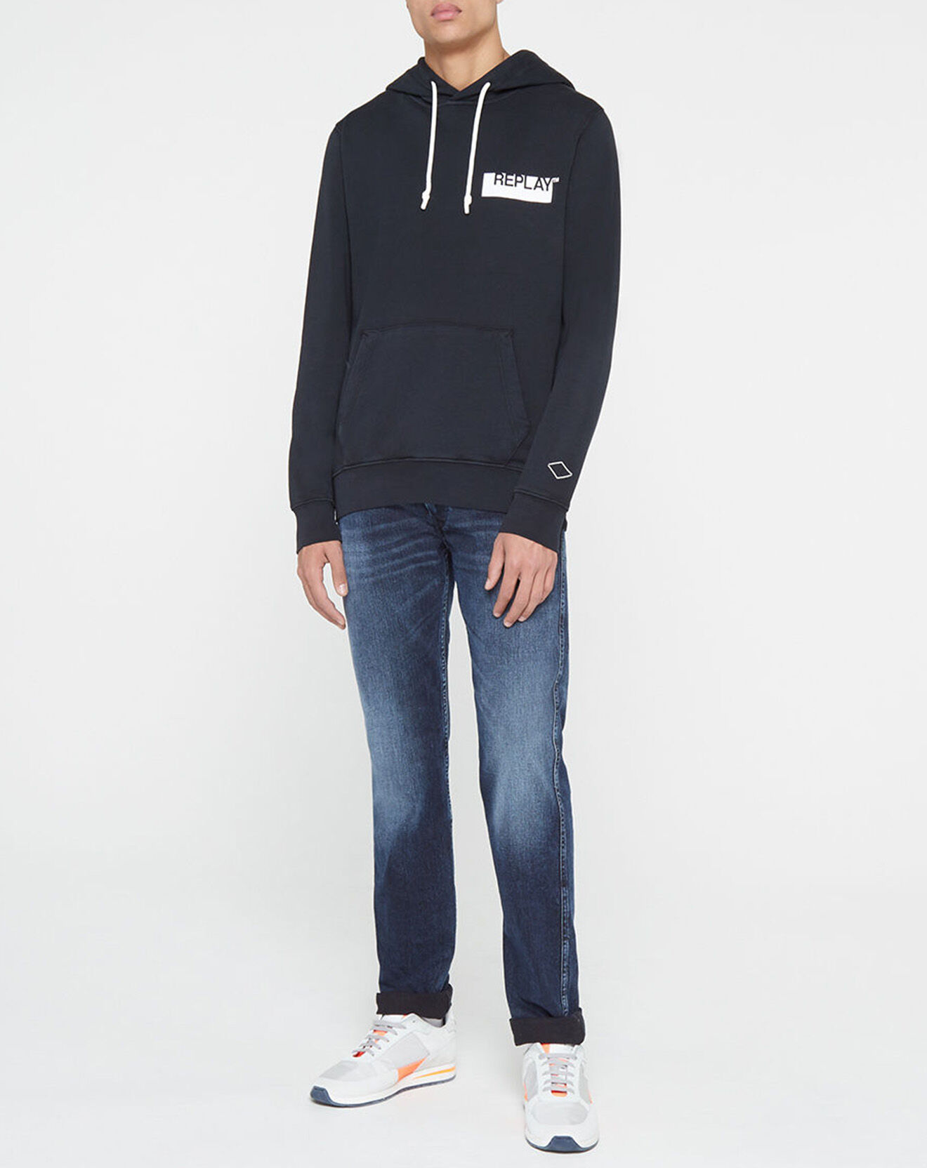 Replay Sweat hood logo chest noir