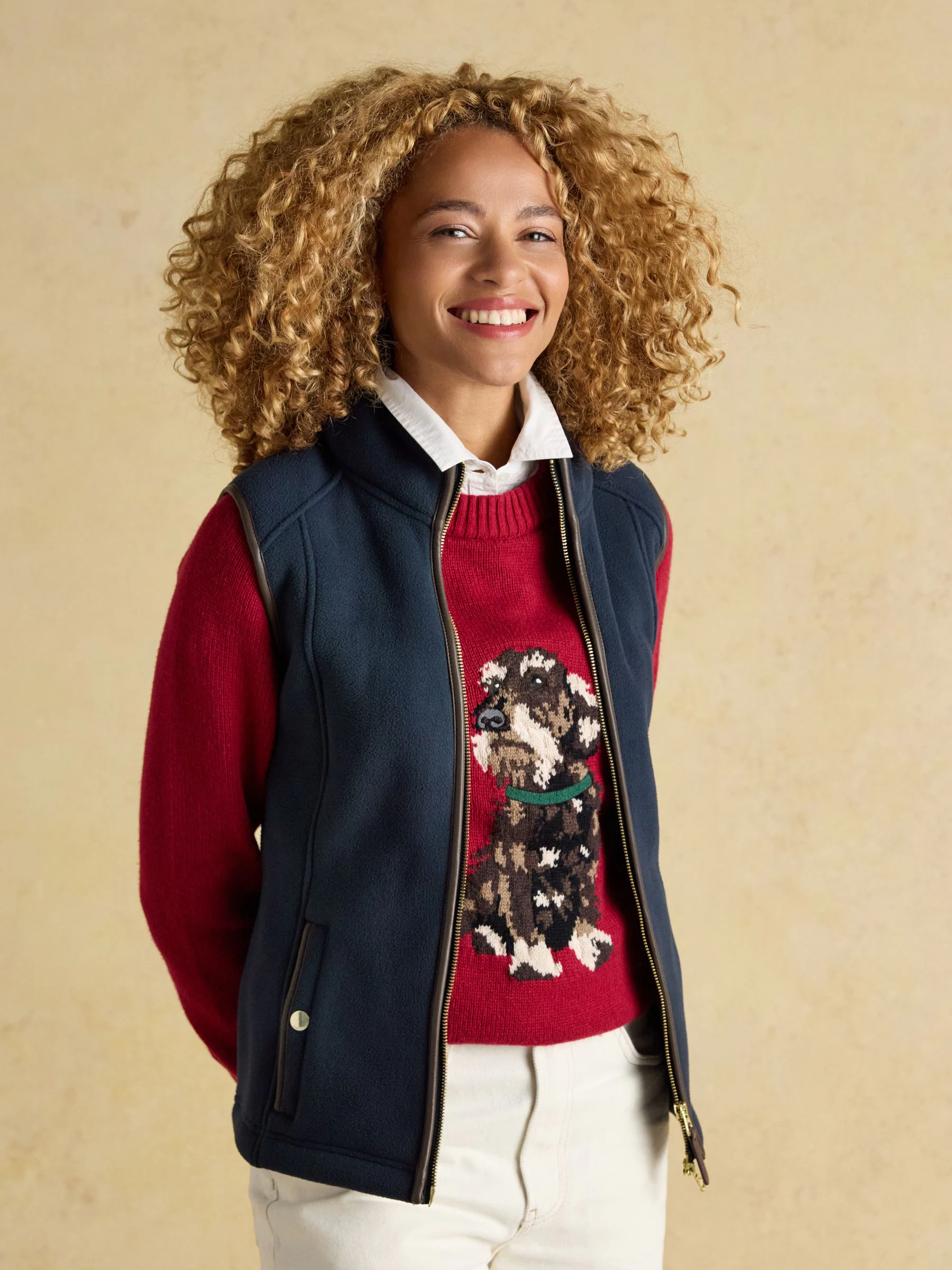 Donkerblauw - Joules Heritage fleece bodywarmer