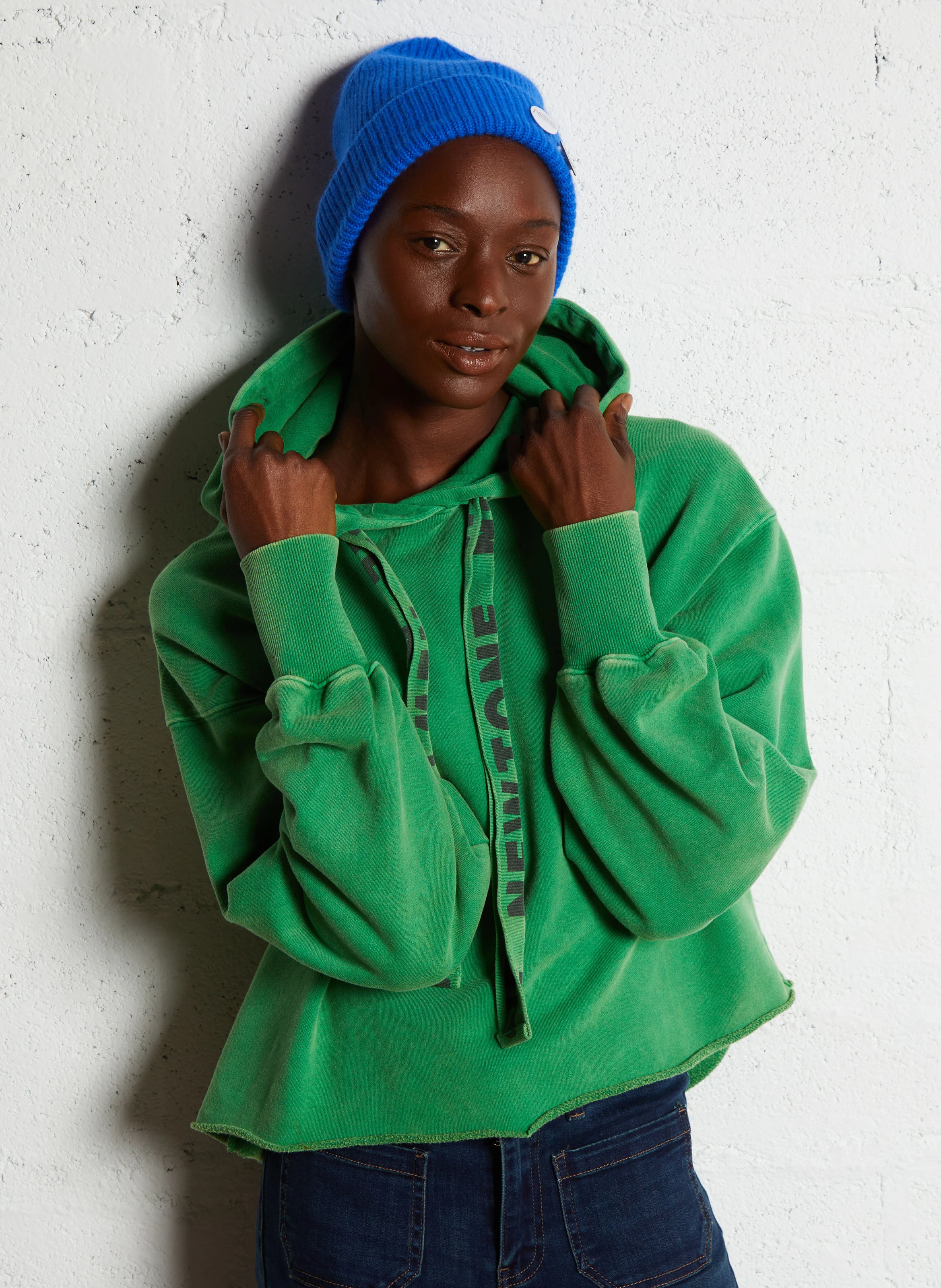 BLOOMER BLEED - Sweat ample à capuche sérigraphié en coton mélangé | Vert