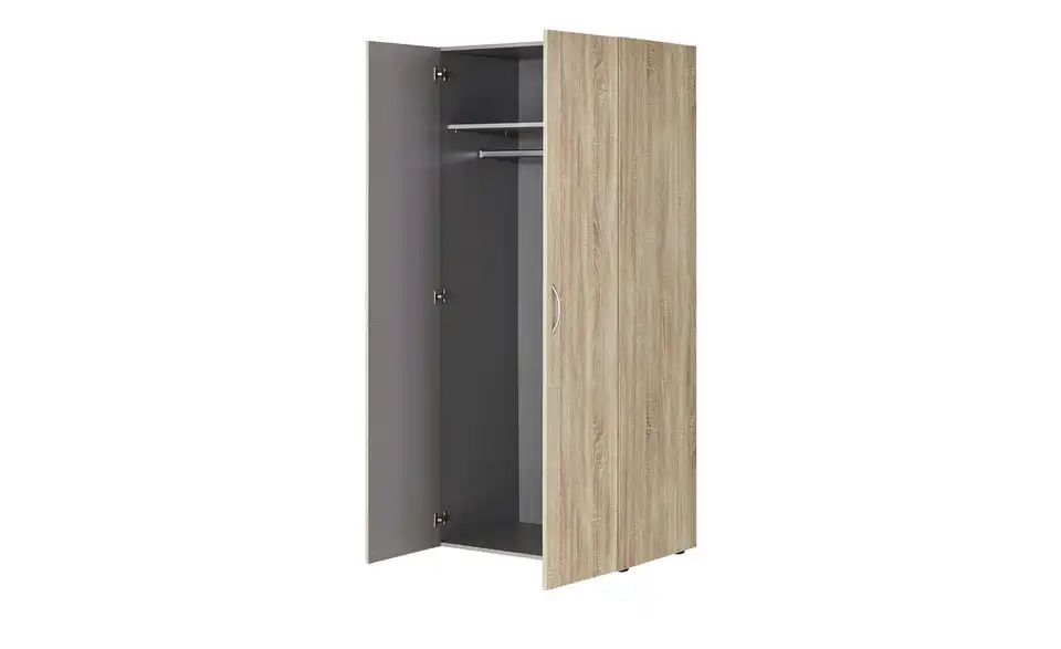 Schrank, 2-türig Multischrank-System Eiche sägerau (Nachbildung) 80 cm
