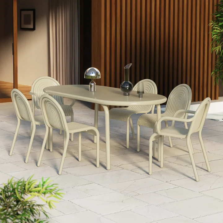 Tom Dixon - Groove Gartenstuhl, putty
