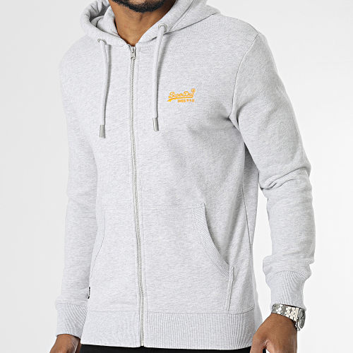 Sweat Zippé Capuche Vintage Logo Embroidery M2013195A Gris Chiné