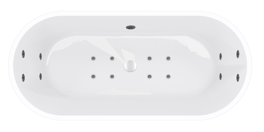 Mueller Monica bubbelbad 178x80cm elektronisch met 8 hydrojets en 8 aerojets chroom