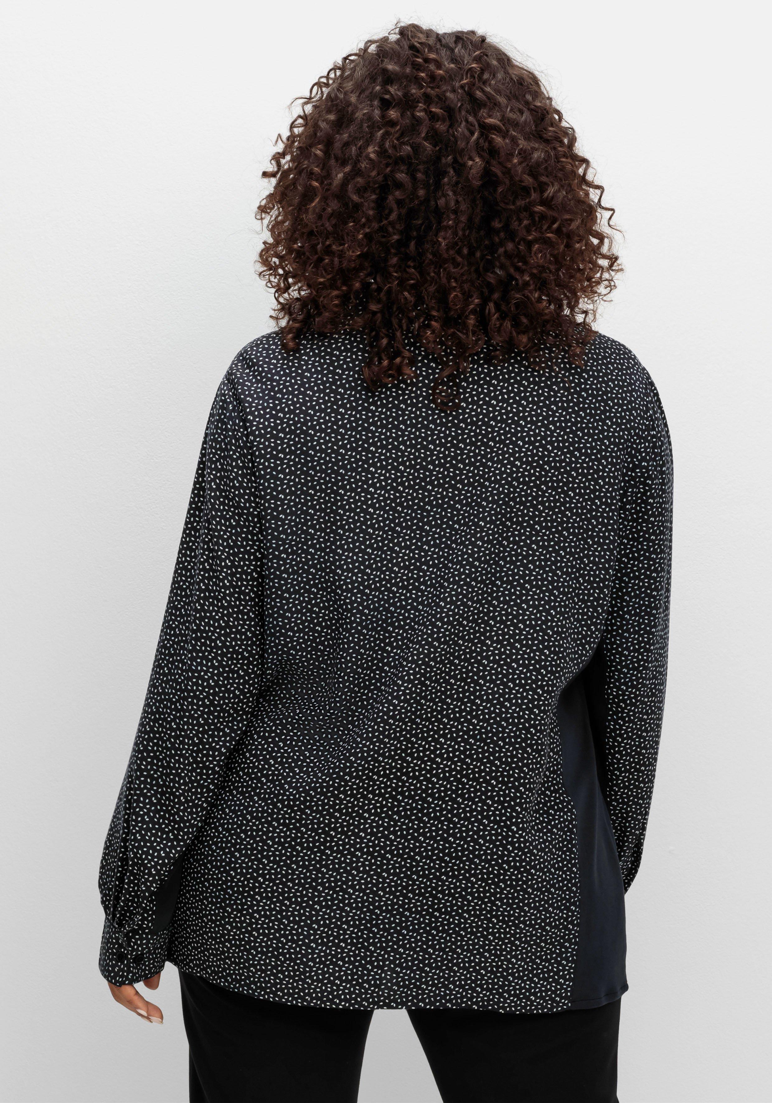 Bluse mit Print und elastischen Einsätzen