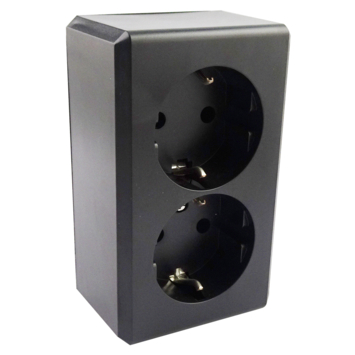 Handson Opbouw Dubbel Geaard Stopcontact Zwart