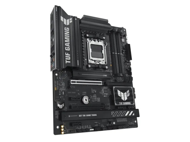 ASUS TUF GAMING B850-PLUS WIFI - Bundkort - ATX - Socket AM5 - AMD B850 Chipset - USB-C 3.2 Gen 2x2, USB-C 3.2 Gen2, USB 3.2 Gen 2, USB 3.2 Gen 1 - 2.5 Gigabit LAN, Wi-Fi 7, Bluetooth - onboard grafik (CPU påkrævet) - HD Audio (8-kanaler)