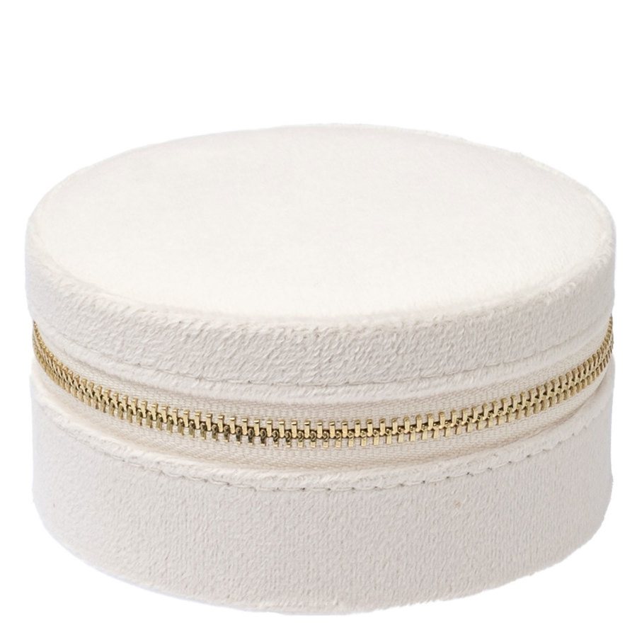 DARK Velvet Jewellery Box Round Off White
