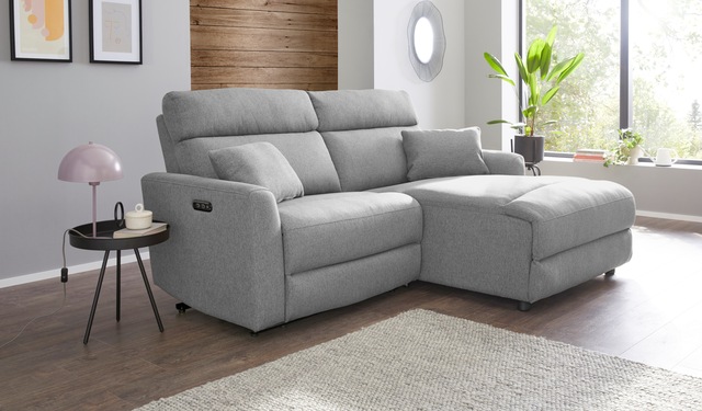 GOODproduct Ecksofa »JENNA, L-Form,  209cm, manuelle u. elektrische Funktion, mit USB A/C,« Liegefunktion 105°-150°, Federkern, Struktur fein