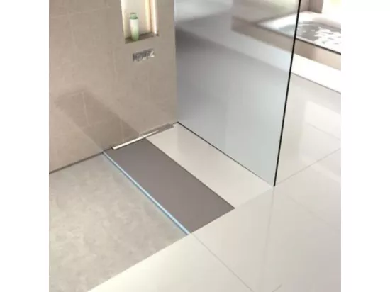 Receveur à carreler 160 x 100 cm WEDI Fundo Riolito Neo, écoulement linéaire + colle 327