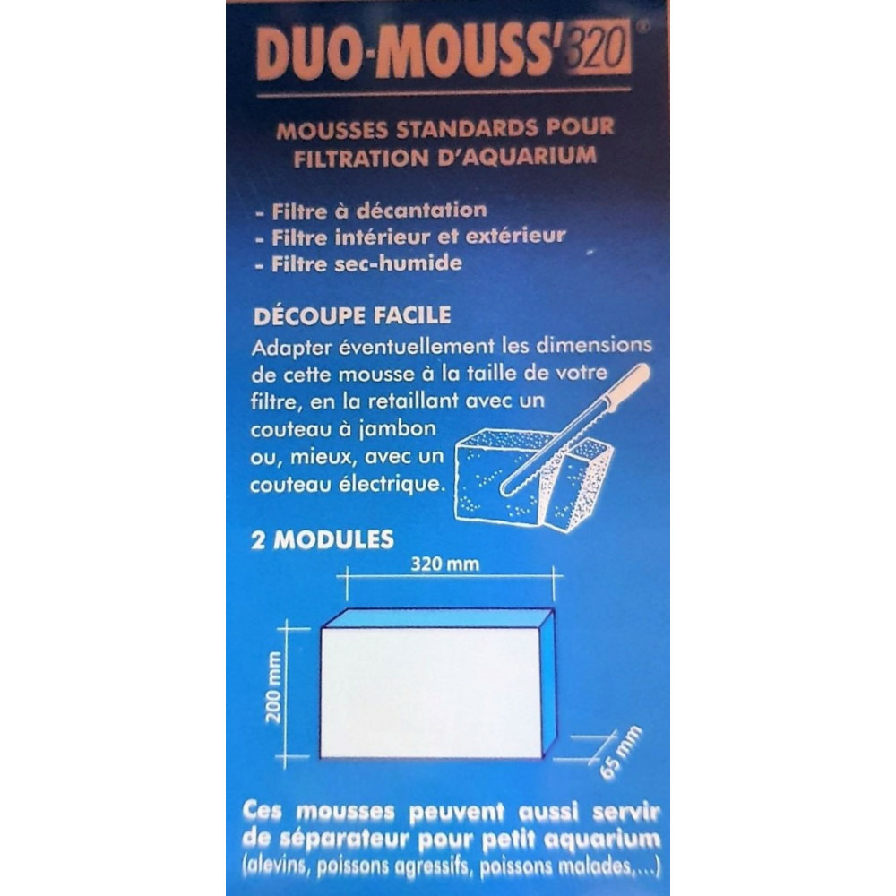 Duo mousse 320. 2 mousses de filtration pour aquarium.