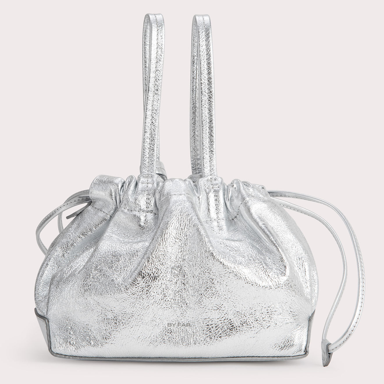 By Far Sac à main en Cuir Malmo argenté -  18.5x28x13.5 cm