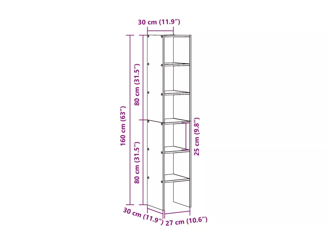Bibliothèques 2 pcs empilable blanc 30x30x80 cm bois ingénierie