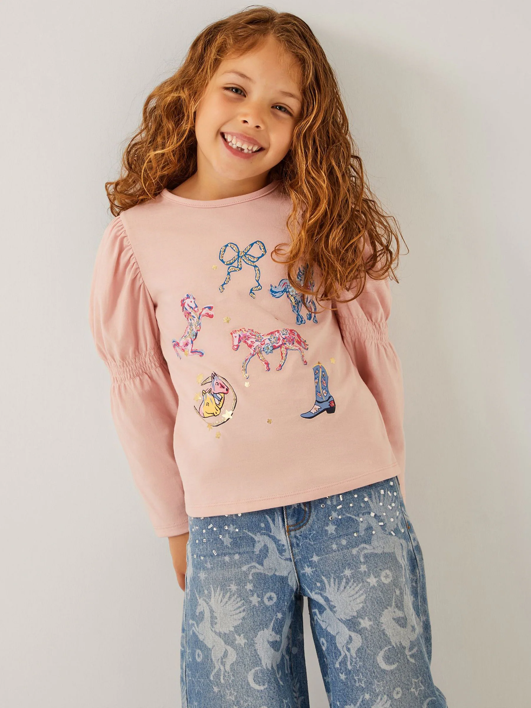 Monsoon Western Horse Print Top