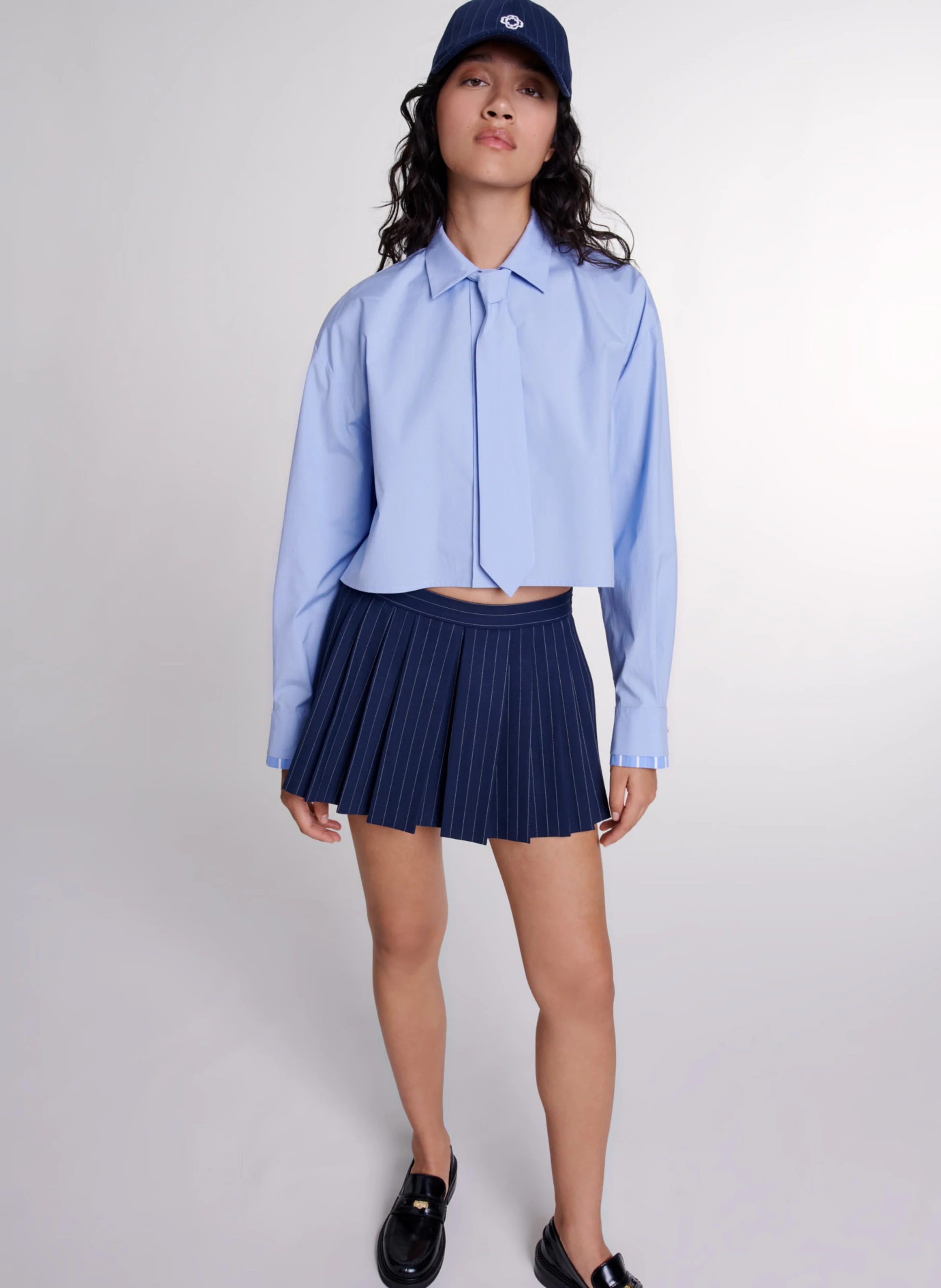 Jupe short en laine mélangée | Rayé