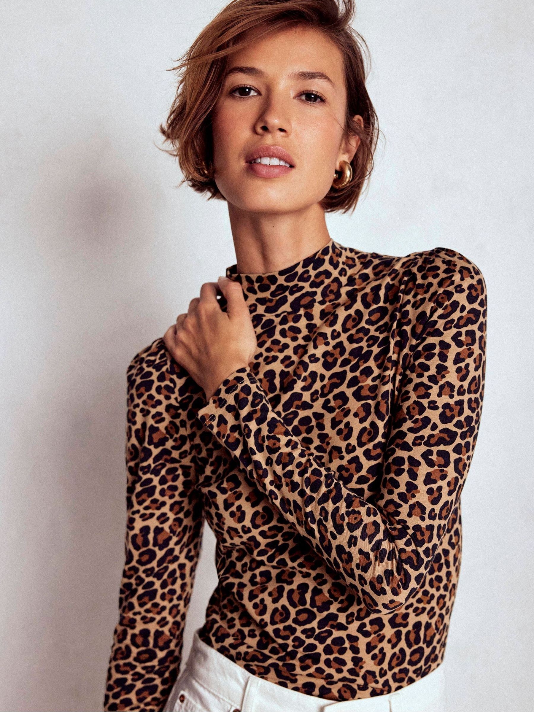 Boden top van jersey met pofmouwen